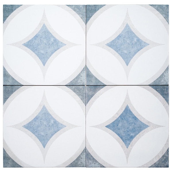 Andova Tiles Luv Adore Blue 8-in. Encaustic Spanish/Moroccan Patterned Matte Porcelain Wall & Floor Tile ANDLUV459 - main